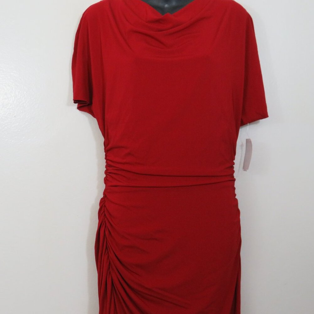 Red Ruched Side-Slit Maxi Dress - Picture 5 of 8